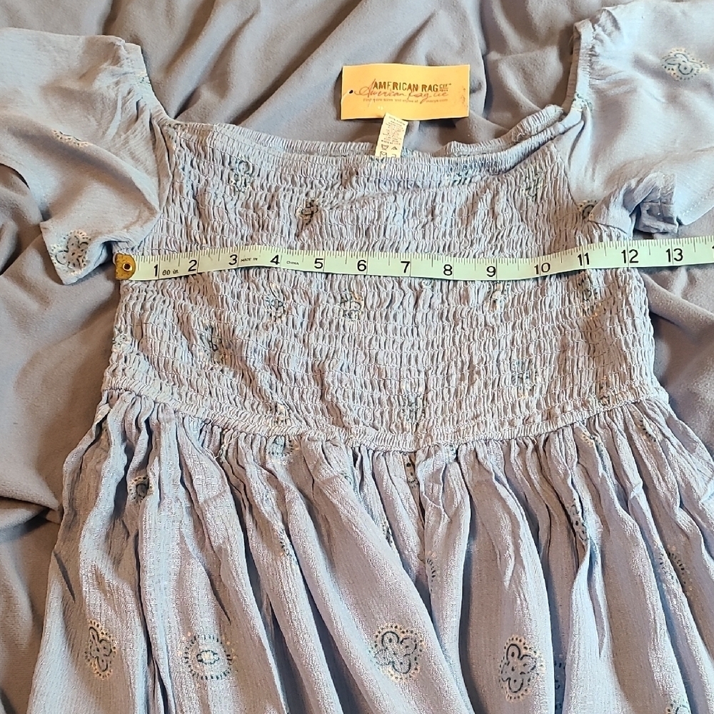 American Rag Juniors Small Blue Embroidered Women's Smocked Dress NWT - Picture 6 of 10